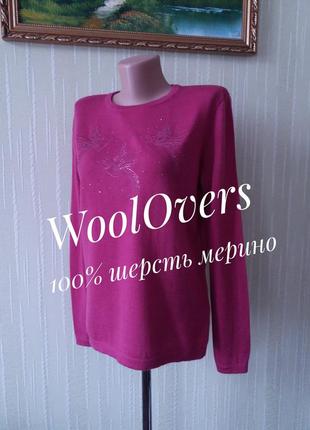 Woolovers красивый джемпер из 100% чистой шерсти мерино птицы стразы цвет фуксии