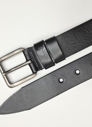 Черный кожаный универсальный ремень 4 см из итальянской кожи с пряжкой титан