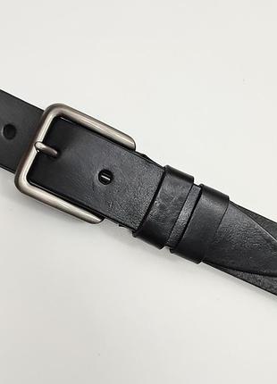 Черный кожаный универсальный ремень 4 см из итальянской кожи с пряжкой титан