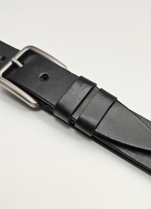 Черный кожаный универсальный ремень 4 см из итальянской кожи с пряжкой титан
