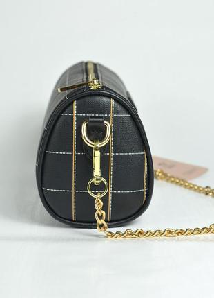 Черная мини сумочка женская овальная на молнии маленькая мини сумка клатч кросс боди на цепочке 5171745 фото