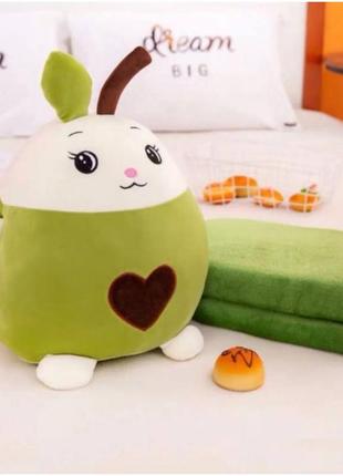 Мягкая игрушка-плед подушка муфта  авокадо