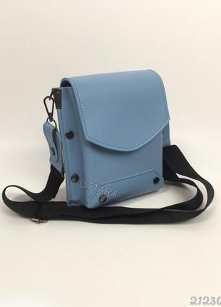 Блакитна сумочка через плече кросоді жіноча, жіноча сумка кроссбоди каркасна блакитна2 фото
