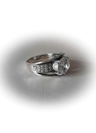 🫧 19.5 размер кольцо серебро цирконий белый кольцо сильвия8 фото