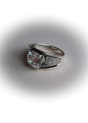 🫧 19.5 размер кольцо серебро цирконий белый кольцо сильвия2 фото