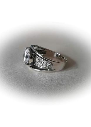 🫧 19.5 размер кольцо серебро цирконий белый кольцо сильвия7 фото
