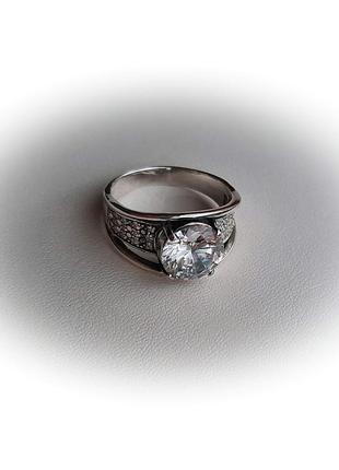 🫧 19.5 размер кольцо серебро цирконий белый кольцо сильвия5 фото