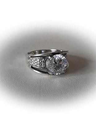 🫧 19.5 размер кольцо серебро цирконий белый кольцо сильвия4 фото