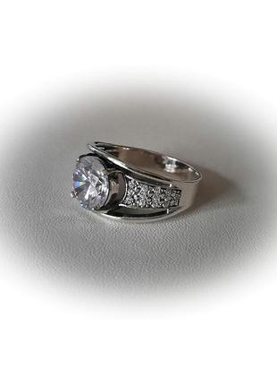 🫧 19.5 размер кольцо серебро цирконий белый кольцо сильвия6 фото