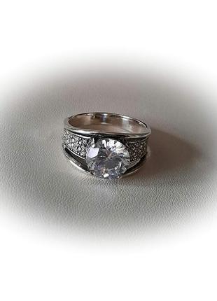 🫧 19.5 размер кольцо серебро цирконий белый кольцо сильвия3 фото