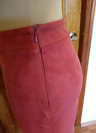 Стильная мини юбка  по фигуре из искусственной замши от amisu размер 38/46/83 фото