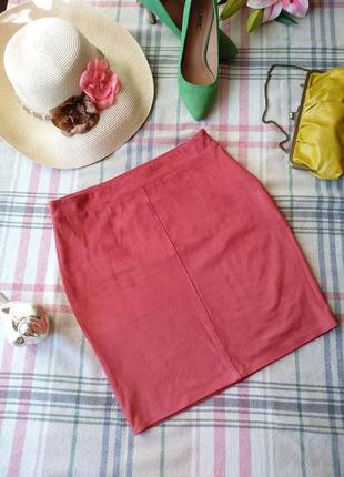 Стильная мини юбка  по фигуре из искусственной замши от amisu размер 38/46/85 фото