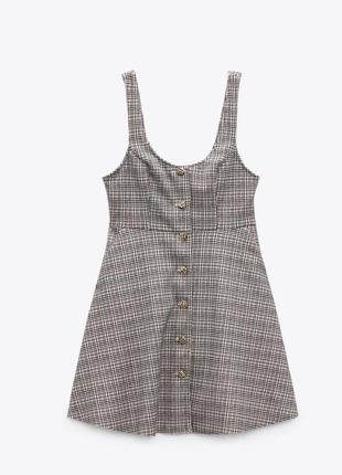 Zara сукня сарафан зі штучної замші в клітку