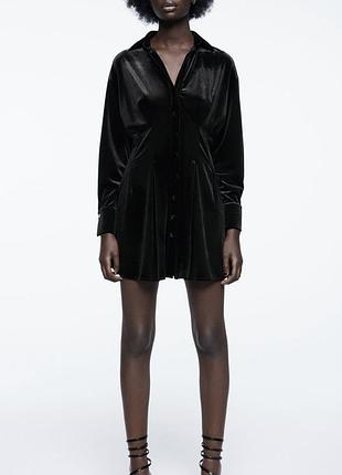 Zara платье-рубашка из бархата