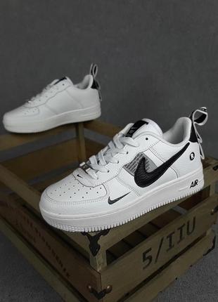 Женские кожаные  белые с черным  кеды-кроссовки nike air force 1 lv8🆕3 фото