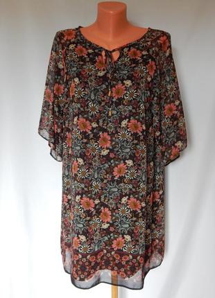 Сукня в квітковий принт вільного крою f&f(розмір 14)1 фото