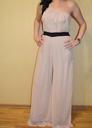 Бежевый комбинезон роскошный нарядный с цветами little mistress