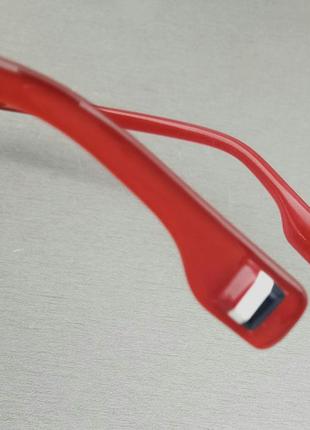 Gucci стильные солнцезащитные очки маска унисекс серо бежевый градиент в красной оправе5 фото