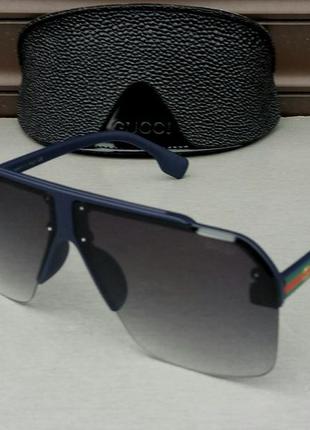 Gucci солнцезащитные очки маска унисекс черный градиент в синей оправе