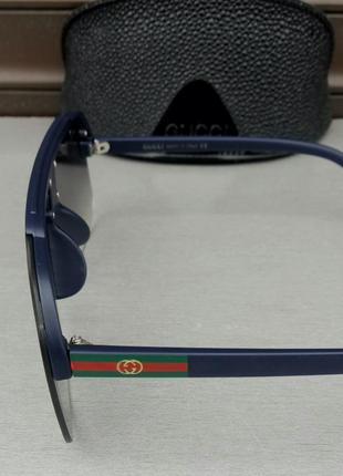 Gucci сонцезахисні окуляри маска унісекс чорний градієнт у синій оправі4 фото