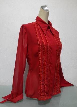 Блуза рубашка шелковая шифоновая женская красная2 фото