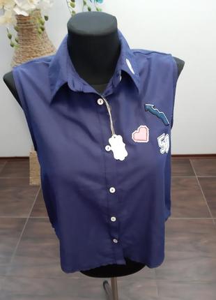 Блуза сорочка з нашивками італія коттон7 фото