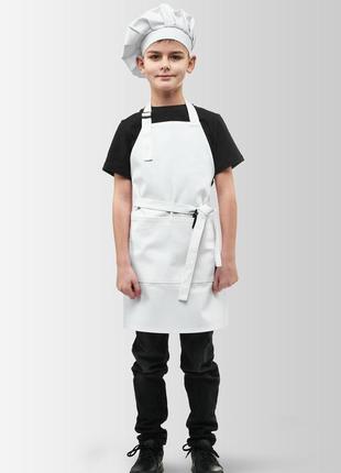 Фартух + ковпак дитячий vsetex latte junior 7-12 років білий