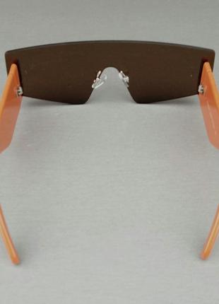 Kenzo стильные женские солнцезащитные очки маска коричневые с оранжевыми дужками5 фото