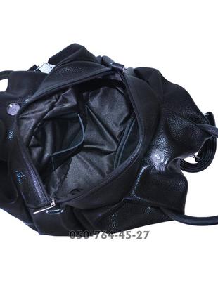 Шкіряна чорна жіноча сумка, кольори в асортименті7 фото