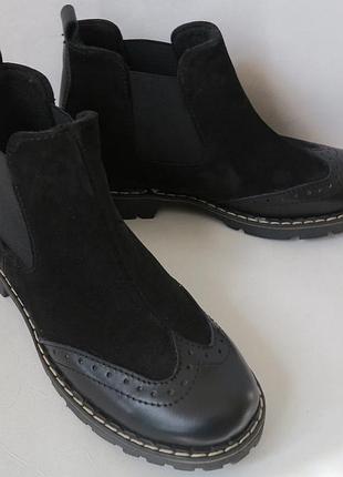 Женские черные челси оксфорд ботинки натуральная кожа весна осень