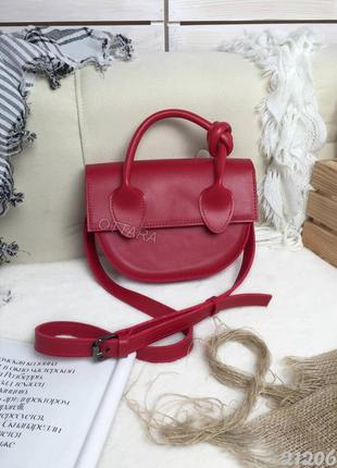 Червона сумочка кросбоді з вузликом, женская сумка через плечо кроссбоди красная2 фото