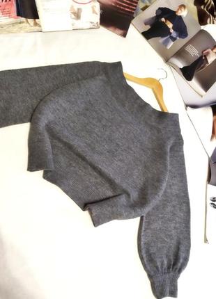 !!12%шерсть,5%альпака! идеальный серый свитер с объёмными рукавами!!3 фото