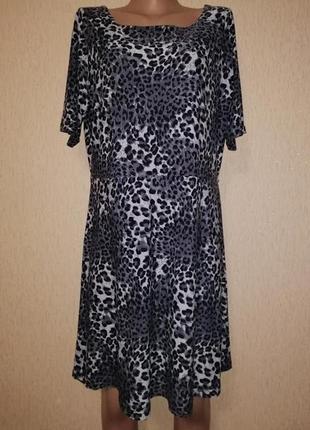 Женское трикотажное короткое леопардовое платье, туника 20 р. label be