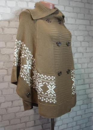 Вязаное пончо -кардиган с орнаментом " cotton tradres  " от 46- 50 р4 фото