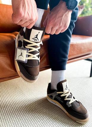 Кроссовки женские найк nike air jordan 4 mid off white brown
