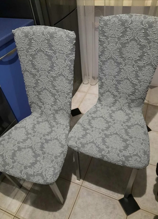 Жаккардовые эластичные чехлы на стулья со спинкой3 фото
