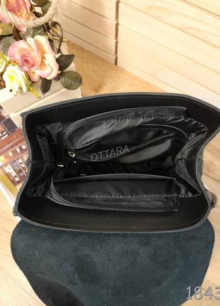 Черный женский рюкзак, жіночий рюкза середнього розміру чорний4 фото