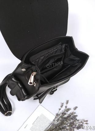 Черный женский рюкзак, жіночий рюкза середнього розміру чорний6 фото