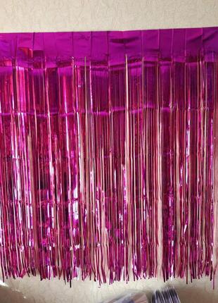 Дождик розовый для фотозоны - высота 1 метр, ширина 1 метр2 фото