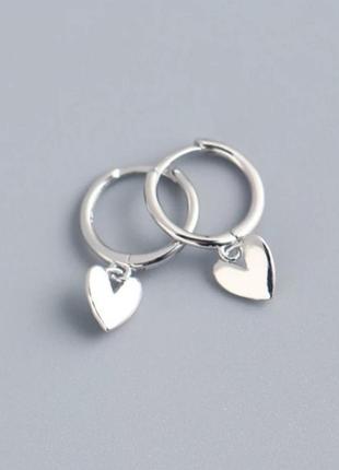 Неймовірні сережки,срібло 925 з сердечком, для коханих, срібло серце 💙💛3 фото