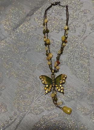 Колье винтаж эмаль, кристаллы