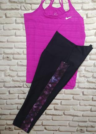 Next active спортивні компресійні легінси лосини тайтсы 3/4 з кольоровими смугами з високою посадкою