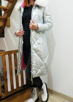 Зимнее женское длинное пальто  s-m  довга жіноча куртка3 фото