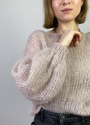 Свитер-паутинка из мохера и шерсти