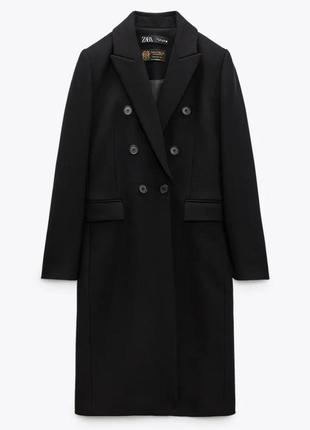 Двубортное пальто zara из смесовой шерсти