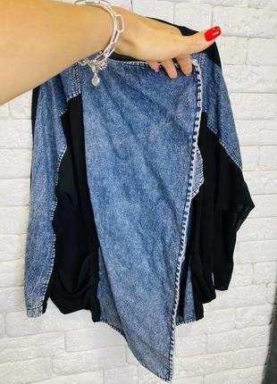 Шикарный джинсовый кардиган со вставками шифона4 фото