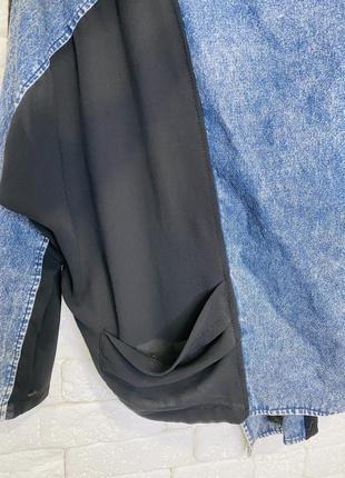 Шикарный джинсовый кардиган со вставками шифона6 фото