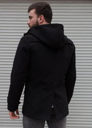 Мужское пальто двубортное из кашемира с капюшоном🖤5 фото