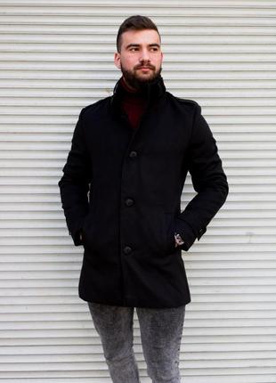 Стильне чорне пальто без капюшона🖤7 фото