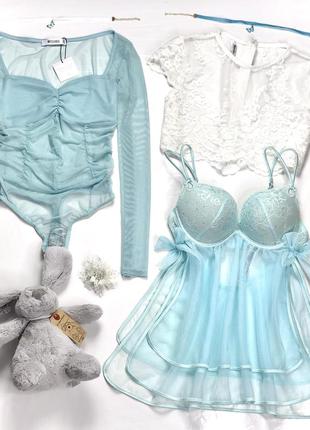 Воздушный пеньюар небесного цвета
